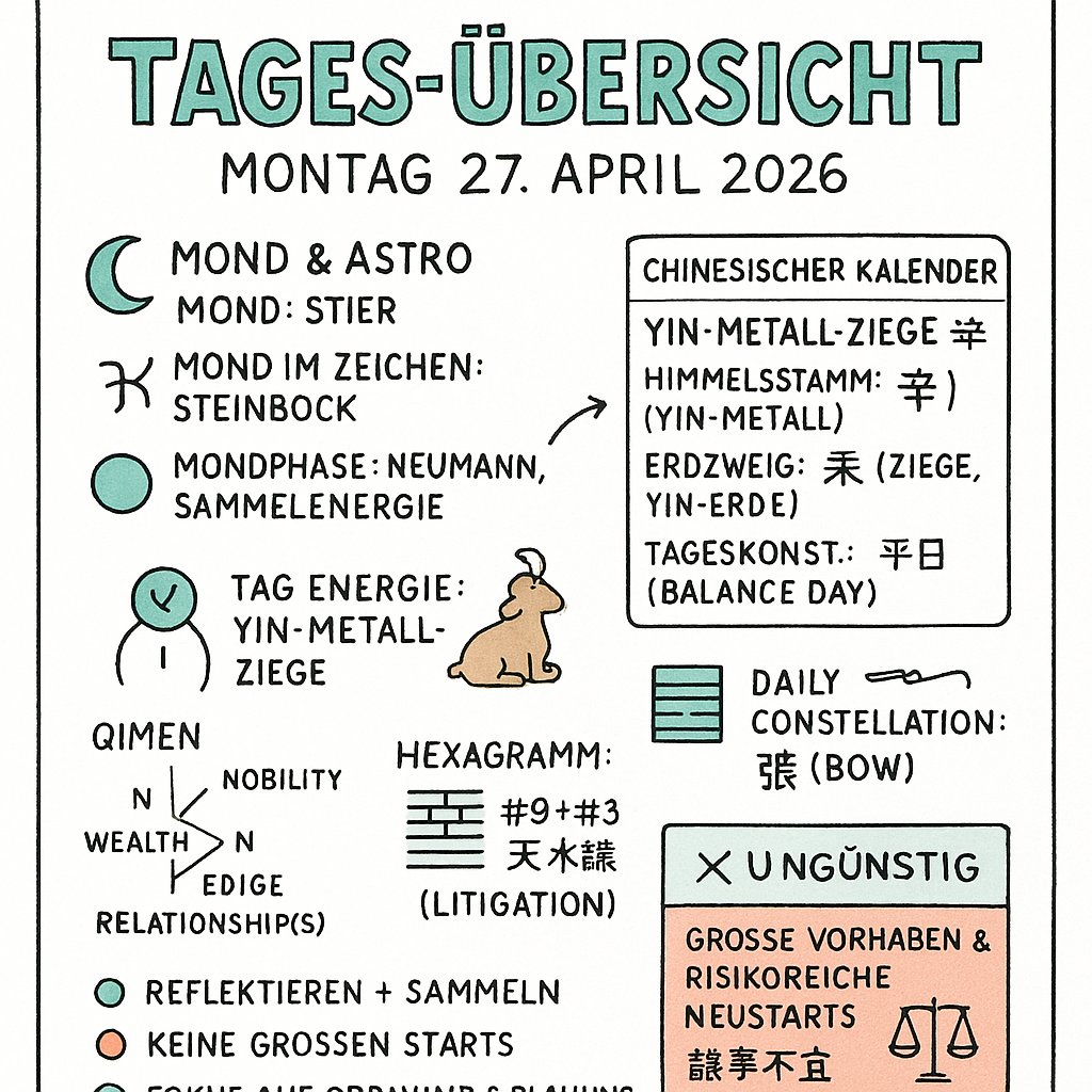 Tageskalender 27. April 2026 – Xin Wei